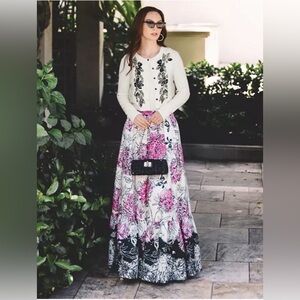 Lilly Pulitzer NWT INAYA High Rise Maxi Skirt Coconut All Dahled Up floral 00